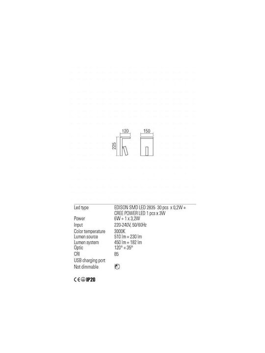 Redo Group Lamp Wall LED Black 15x22.5cm Redo Group Lamp Wall LED Black 15x22.5cm
