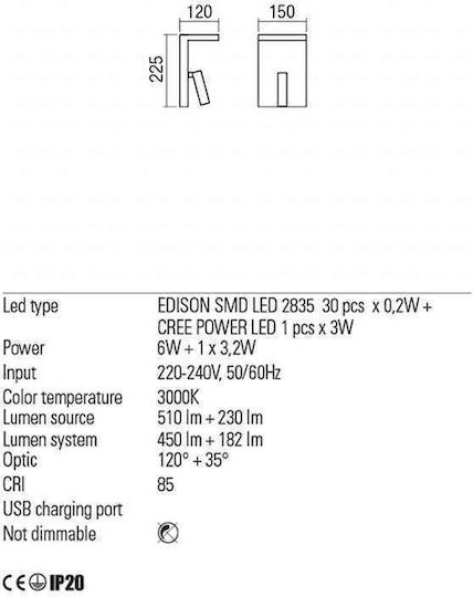 Redo Group Осветително тяло За стена LED Черен 15x22.5см. Redo Group Осветително тяло За стена LED Черен 15x22.5см.