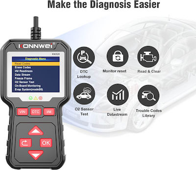 Konnwei Fahrzeugdiagnosewerkzeug Digital OBD 2 mit mit Kabel