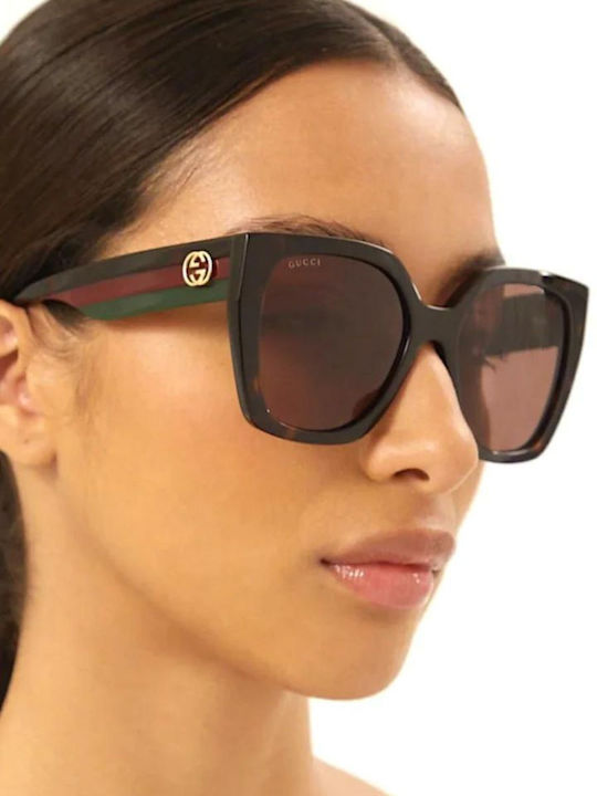 Gucci Women's Sunglasses with Brown Tartaruga Plastic Frame and Brown Gradient Lens GG1300S 002