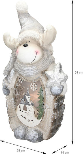 ECD Germany Illuminated Christmas Plastic Figure Reindeer White Height 51cm