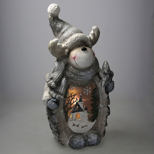ECD Germany Illuminated Christmas Plastic Figure Reindeer White Height 51cm
