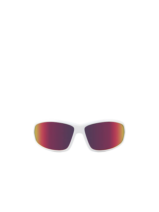 Sun's Good Sunglasses with White Plastic Frame and Multicolour Mirror Lens SG22C02