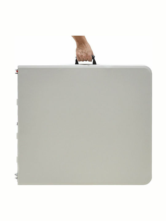 Outdoor Dinner Foldable Table with Plastic Surface and Metal Frame White 152x75.5x72cm