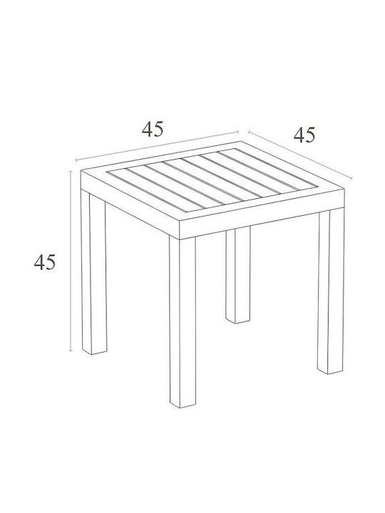 Ocean Auxiliary Outdoor Free Standing Polypropylene Table Taupe 45x45x45cm
