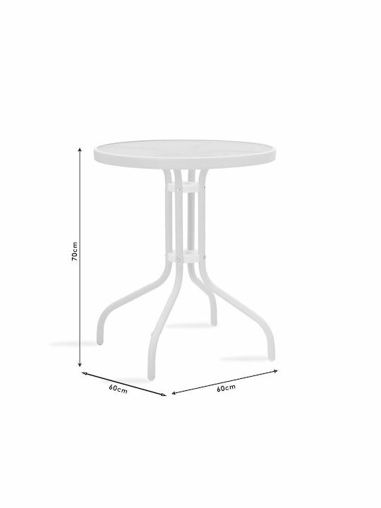 Watson Outdoor Dinner Free Standing Table with Glass Surface and Metal Frame Brown 60x60x70cm
