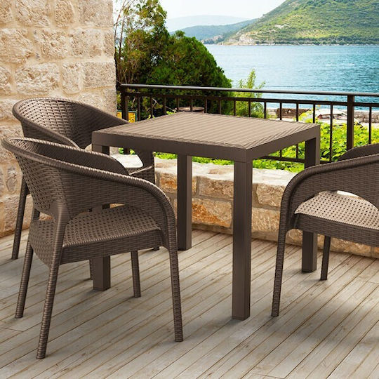 Tisch für kleine Außenbereiche Rattan Stabil Orlando Braun 80x80x75cm