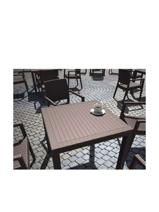 Tisch für kleine Außenbereiche Rattan Stabil Orlando Braun 80x80x75cm