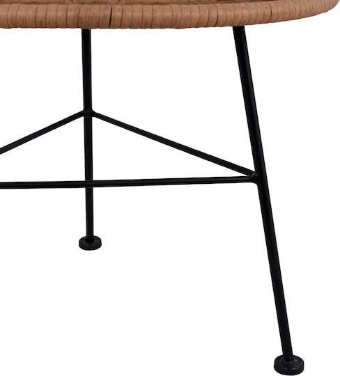 Allegra Auxiliary Outdoor Free Standing Table with Glass Surface and Metal Frame Beige 45x45x46cm