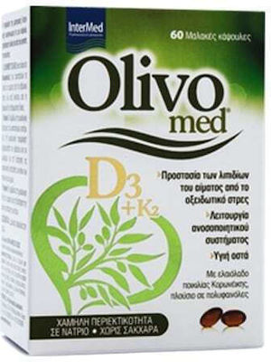 Intermed Olivomed D3 + K2 Βιταμίνη για Ανοσοποιητικό 500mg 60 μαλακές κάψουλες