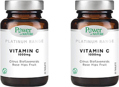 Power Of Nature Platinum Range Vitamin C Βιταμίνη για Ενέργεια & Ανοσοποιητικό 1000mg Εσπεριδοειδή 2 x 30 κάψουλες