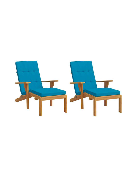 vidaXL Pernă Waterproof Pentru Pat De Soare Cu Spătar Albastru Deschis 2 Bucăți 55x180 cm