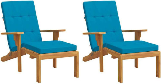 vidaXL Wasserdichtes Sonnenbank-Kissen mit Rückenlehne Hellblau 2Stück 55x180cm