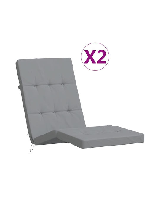 vidaXL Waterproof Sun Lounger Cushion Gray 2pcs 55x180cm.