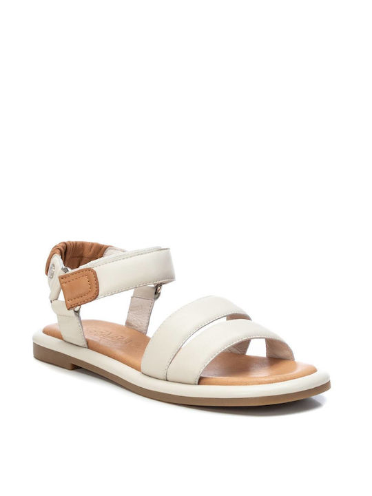 Carmela Footwear Leather Women's Flat Sandals with Strap Ice