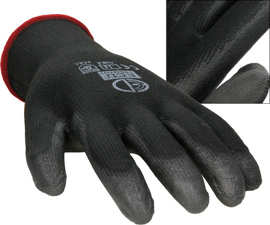 ECD Germany Arbeitshandschuhe Garten Schwarz Polyurethan/Polyester 1Stück