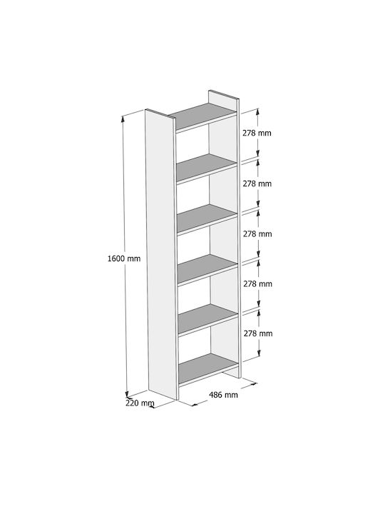 Bookcase Classiker Sonama / White 48.5x22x160cm