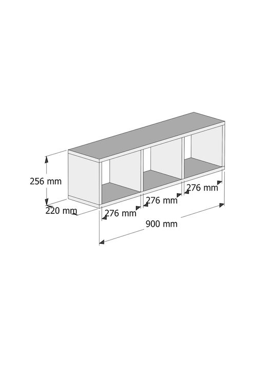 Shelf Wall Charcoal 90x22x25.6cm