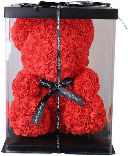 Bear of Artificial Roses Red 40cm in Box Giftland