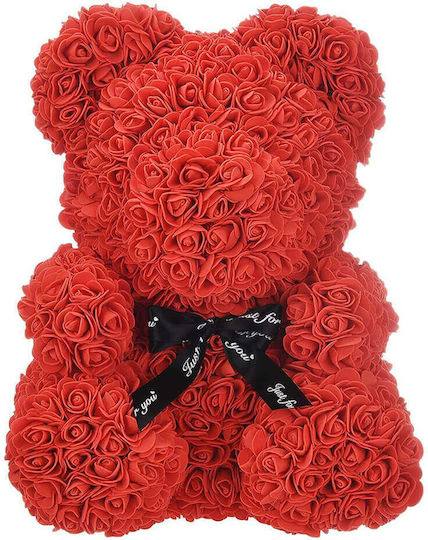 Bear of Artificial Roses Red 40cm in Box Giftland