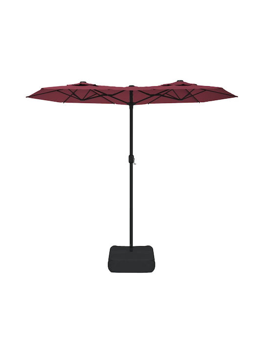 Umbrelă Rotundă Metalică Burgundy cu Bază de Susținere & Iluminare LED 3.16x1.45m 362973