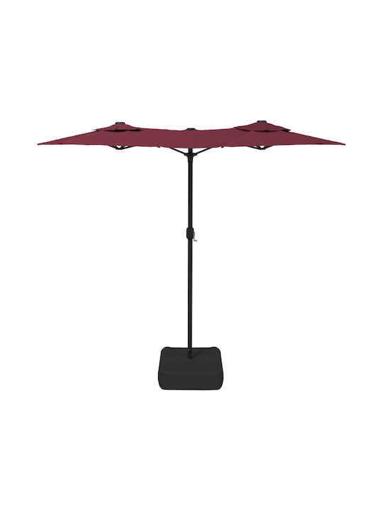 Umbrelă Rotundă Metalică Burgundy cu Bază de Susținere & Iluminare LED 3.16x1.45m 362973