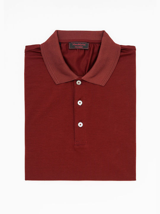 Nino Marini Men's Short Sleeve Blouse Polo Burgundy