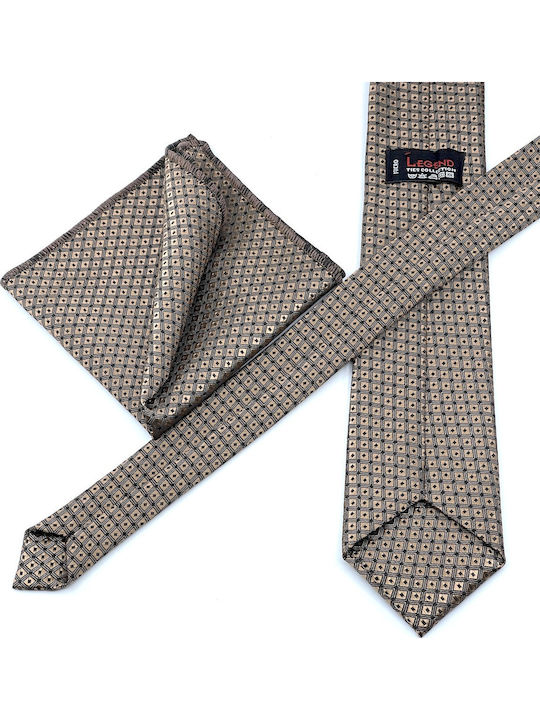Legend Accessories Set de Cravată pentru Bărbați Tipărit în Culorea Bej