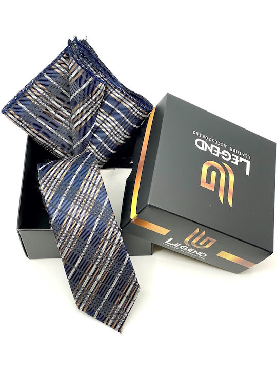 Legend Accessories Set de Cravată pentru Bărbați Sintetic Tipărit în Culorea Albastru marin