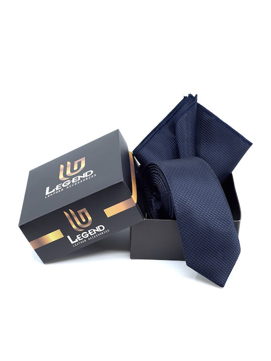 Legend Accessories Σετ Ανδρικής Γραβάτας Συνθετική Μονόχρωμη σε Navy Μπλε Χρώμα