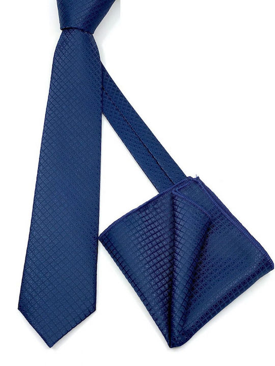 Legend Accessories Σετ Ανδρικής Γραβάτας με Σχέδια σε Navy Μπλε Χρώμα