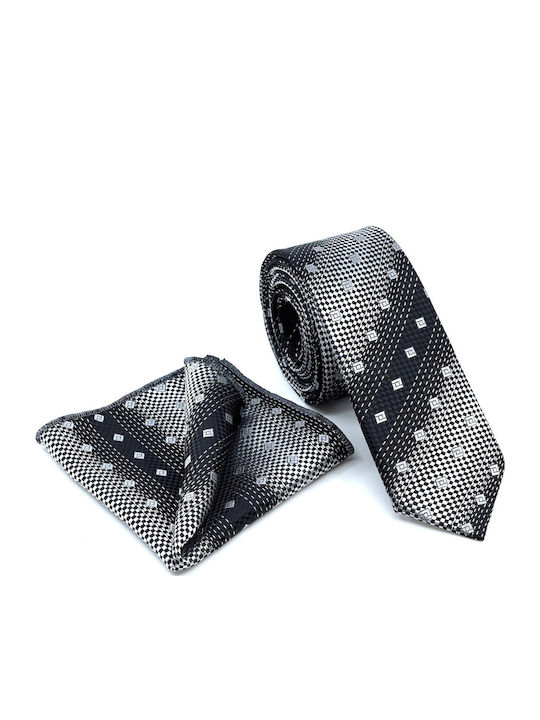 Legend Accessories Set de Cravată pentru Bărbați Tipărit în Culorea Argintiu Legend Accessories Set de Cravată pentru Bărbați Tipărit în Culorea Argintiu