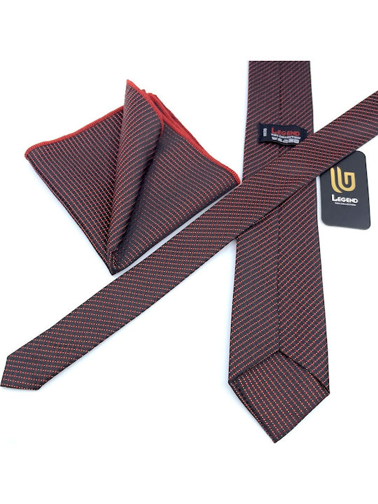 Legend Accessories Σετ Ανδρικής Γραβάτας Συνθετική με Σχέδια σε Μπορντό Χρώμα