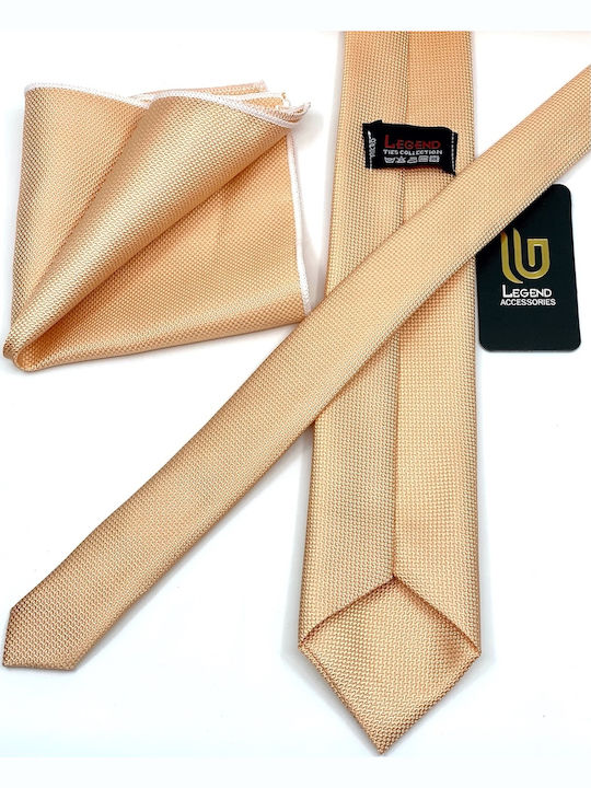 Legend Accessories Ανδρική Γραβάτα με Σχέδια σε Μπεζ Χρώμα