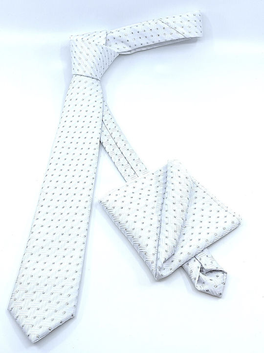 Legend Accessories Set de Cravată pentru Bărbați Tipărit în Culorea Alb Legend Accessories Set de Cravată pentru Bărbați Tipărit în Culorea Alb