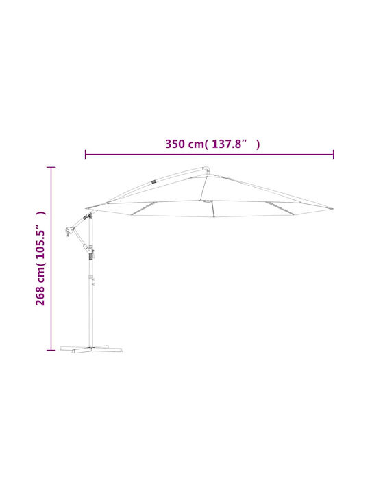 Hängender Rundschreiben Garten- und Terrassen-Sonnenschirm aus Aluminium Ecru Durchmesser 3,5 m
