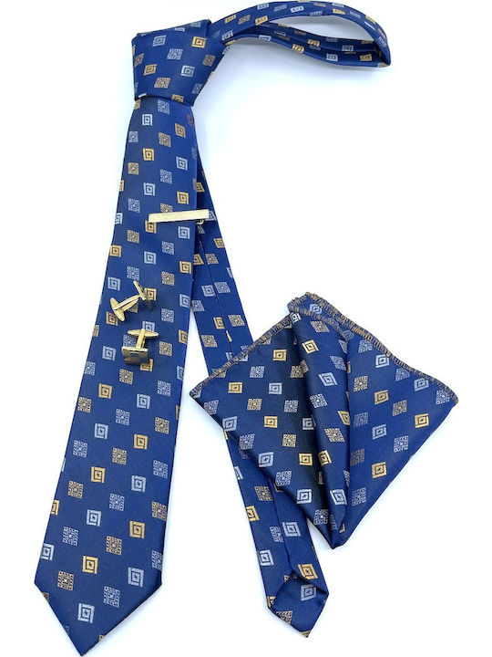 Legend Accessories Herren Krawatten Set Gedruckt in Blau Farbe