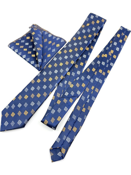 Legend Accessories Herren Krawatten Set Gedruckt in Blau Farbe