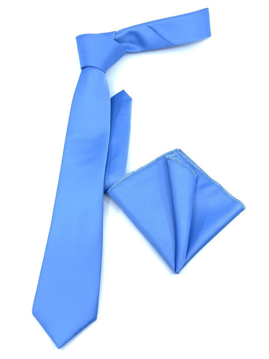 Legend Accessories Σετ Ανδρικής Γραβάτας Μονόχρωμη σε Μπλε Χρώμα