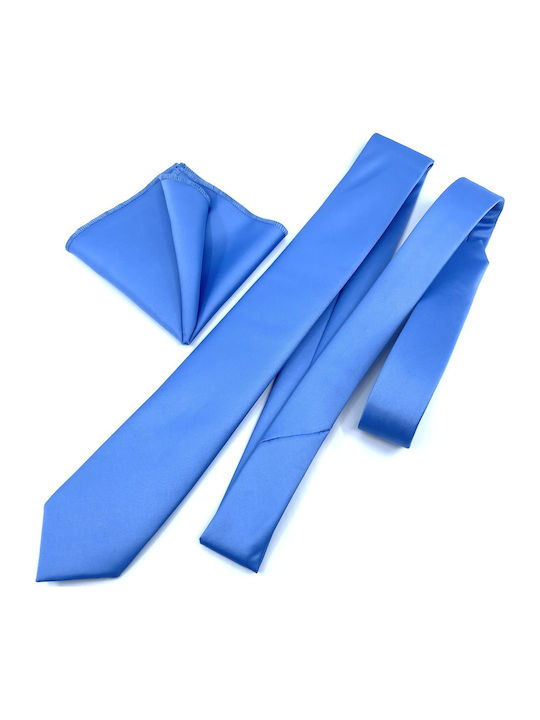 Legend Accessories Σετ Ανδρικής Γραβάτας Μονόχρωμη σε Μπλε Χρώμα