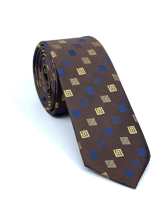 Legend Accessories Σετ Ανδρικής Γραβάτας με Σχέδια σε Καφέ Χρώμα