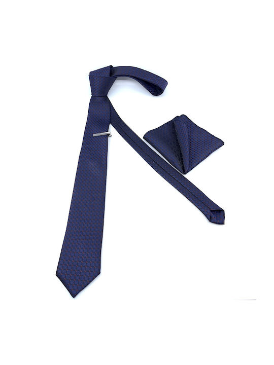 Legend Accessories Σετ Ανδρικής Γραβάτας με Σχέδια σε Navy Μπλε Χρώμα