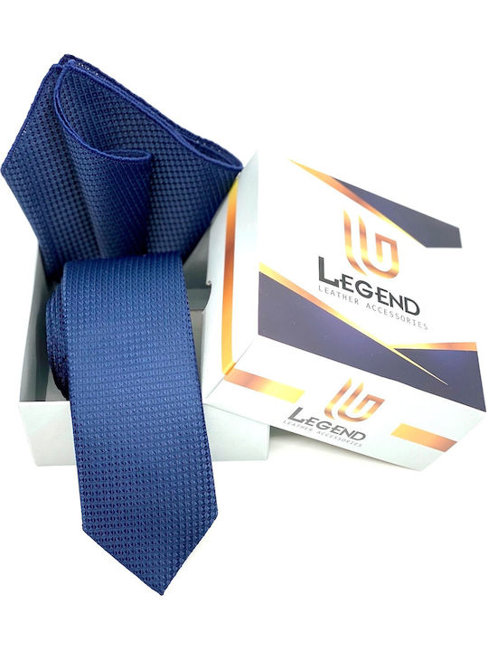 Legend Accessories Σετ Ανδρικής Γραβάτας Συνθετική Μονόχρωμη σε Navy Μπλε Χρώμα