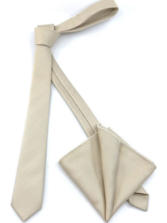 Legend Accessories Herren Krawatten Set Monochrom in Beige Farbe