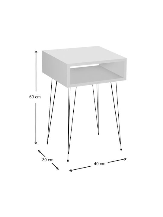 Scott Wooden Bedside Table White 40x30x60cm
