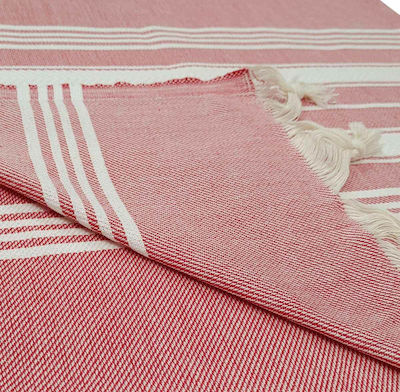 Ocean Beach Towel Cotton Red with Fringes 180x100cm.