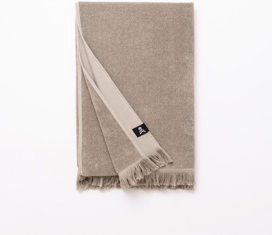 Scalpers Strandtuch Beige mit Fransen 165x80cm.