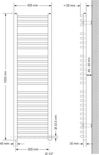 ECD Germany Electric Towel Rail 900W 150x40cm White