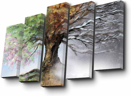 Fünffacher Gemälde auf Segeltuch 14x50cm