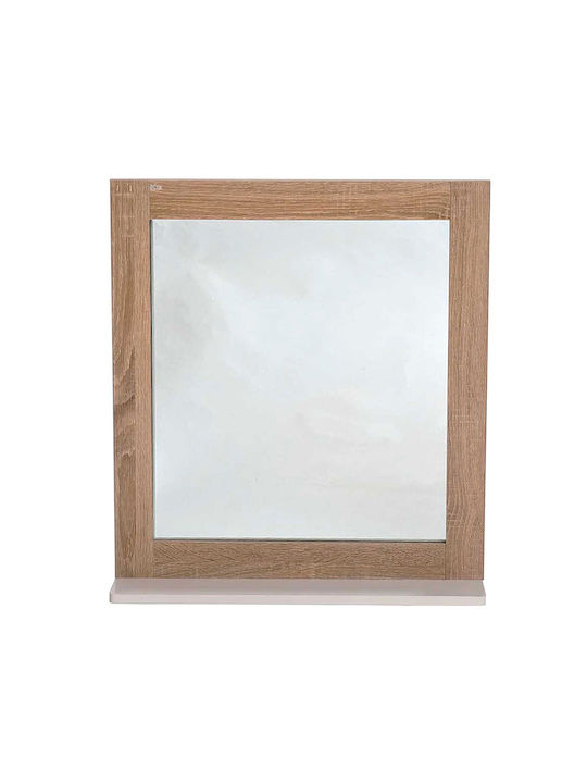 Stockholm Rechteckiger Badezimmerspiegel aus MDF mit Regal 48x54cm Braun